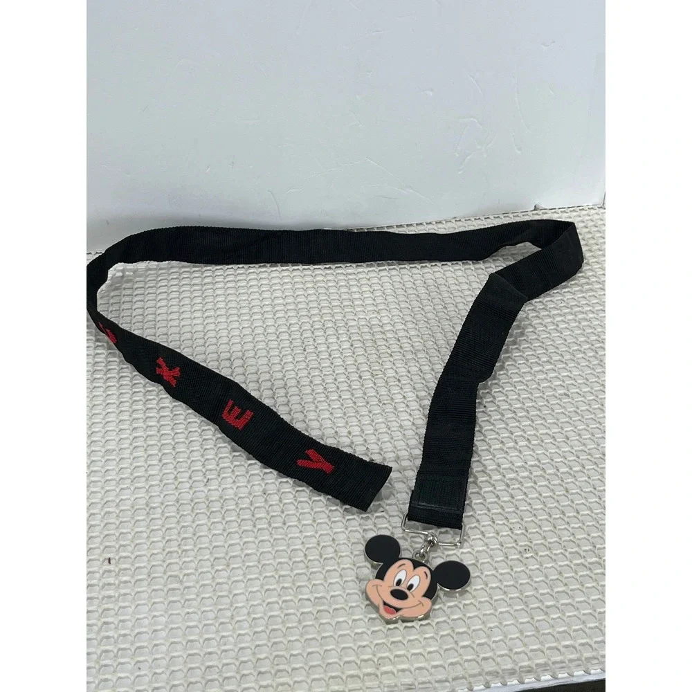 Mickey Mouse Black‎ Lanyard Necklace Charm Metal Pendant Disney